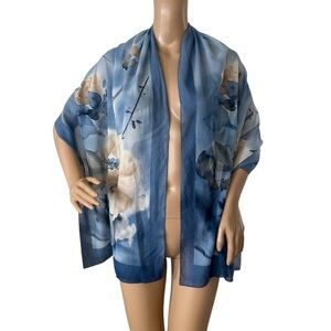 Vintage Morlada Italian made silk scarf blue floral